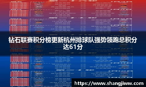 钻石联赛积分榜更新杭州排球队强势领跑总积分达61分